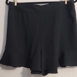 Black Ruffle Accent Shorts